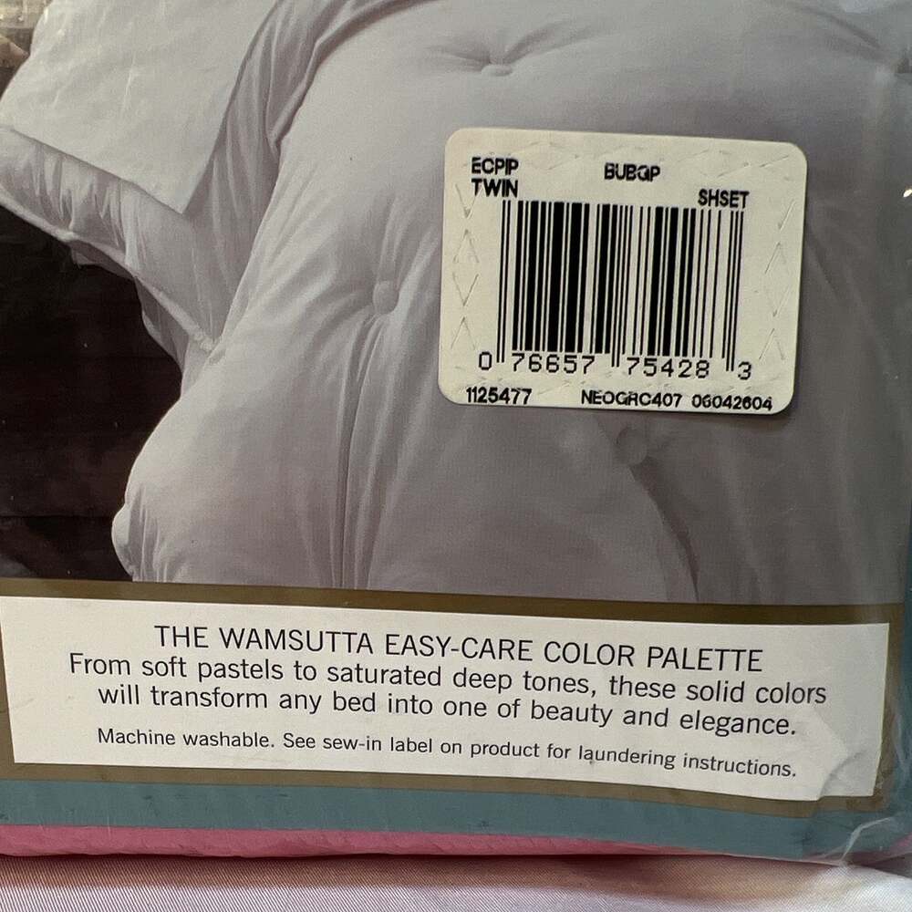 Vintage Wamsutta Easy-Care Cotton Twin Sheet Set Pink Solid 100% Cotton 220tc - Picture 7 of 8
